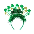 Grüner St. Patrick's Day Haarreif mit Kleeblättern, Federn und festlichem Schriftzug - Einheitsgröße / St. Patrick's Kleeblatt Stirnband (SAA23016)