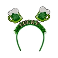 Grüner St. Patrick's Day Haarreif mit Kleeblatt-Bierkrügen und goldenem Lucky-Schriftzug - Einheitsgröße / St. Patrick's Bierkrug Stirnband (SAA22017)