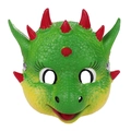 Green dragon mask for children cosplay with red horns and yellow details for parties - Cartoon Green (WJD201661)
