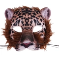 Maschera leopardata realistica in peluche con ecopelliccia e baffi per feste in maschera - Stile Tigre Leopardo Realistico (AFH16011)