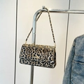 Chic leopard print underarm bag for women with golden metal buckle and slim shoulder strap - Yellow Leopard