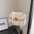 Bolso bandolera blanco crema elegante de piel sintética con hebilla cuadrada dorada - Blanco Roto