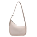 Minimalist cream white hobo shoulder bag with smooth texture and zipper closure - Beige