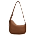 Schicke braune Leder-Halbmondtasche mit breitem Riemen und minimalistischem Design - Braun