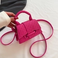 Chic rose red crossbody bag with woven texture and top handle for women - Rose Red