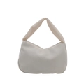 Bolso hobo minimalista de pana beige con forma de media luna y cremallera suave - Blanco