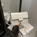 Witte crossbodytas van PU-leer met krokodillenpatroon en goudkleurige hardware - Wit