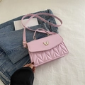 Pink macaron square bag with diamond quilt texture and white enamel butterfly detail - Pink