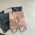 Sac à dos rose avec texture marbrée et fermoir pivotant argenté au style ins épuré - Rose