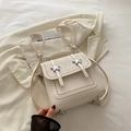 Chic beige leather backpack with star buckles and FASHION & BAGS logo detail - Off White
