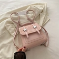 Pink vintage aesthetic backpack with silver star details and adjustable straps for women - Pink