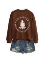 Flat lay of brown campfire sweatshirt and distressed denim shorts set on white background - Coffee (White Font)