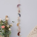 Bohemian moon phase suncatcher with natural amethyst and crystal stones wall hanging - Seven Rings Moon Raw Stone