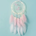 Atrapasueños decorativo con mariposas rosas, luces LED y suaves plumas blancas - Producto Terminado Con Luz LED / Rosa
