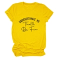 Detail of rolled cuffs and black slogan print on bright yellow cotton crew neck t-shirt - S / Yellow (Black Font)