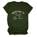 Detail of roll-up sleeves and white slogan print on a dark green cotton casual T-shirt - S / Army Green (White Font)