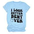 Detailed flat lay of light blue crew neck T-shirt with black graphic slogan text and icon - Light Blue (Black Letter Peach)
