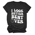 Detail of soft charcoal grey knit fabric and white text print on women's crewneck t-shirt - Heather Black (White Letter Peach)