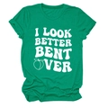Detail of green cotton T-shirt featuring bold white text and a peach icon print - Dark Green (White Letter Peach)