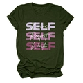 Détail du t-shirt vert armée avec impressions Self Love, Self Respect et Self Worth - Vert Armée (Texte Blanc)