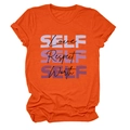 Détails des revers de manches et imprimé Self Love sur un T-shirt orange éclatant - Orange (Texte Noir)