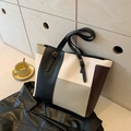 Μεγάλη τσάντα tote από δέρμα PU με γεωμετρικά χρώματα και ρυθμιζόμενους ιμάντες ώμου - Γκρι