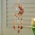 Natural agate tree of life dream catcher with red crystal stones and moon ornament - Red Moon