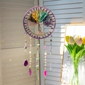Suncatcher tree of life wall hanging with colorful crystal stones and agate slices - Rainbow