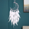 Acchiappasogni a luna rosa con piume bianche per decorazione murale della camera - Acchiappasogni luna standard (Senza luce)
