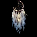 Acchiappasogni luna rosa con luci LED e piume bianche per decorazione murale - Acchiappasogni luna con luce LED