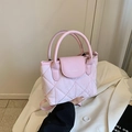 Bolso tipo cubo rosa acolchado con correa cruzada y asas para un estilo casual de verano - Rosa