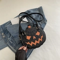Bolso de calabaza negra con costuras de telaraña y cara de calabaza para Halloween - Negro & Naranja