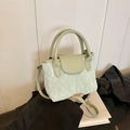 Chic light green quilted small square handbag with adjustable shoulder strap - Green