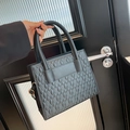 Sac fourre-tout noir à texture losanges avec doubles poignées et bandoulière - Noir