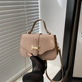 Light brown litchi pattern leather square bag with gold H buckle and strap - Khaki / Classic Design Imitation