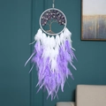 Acchiappasogni Albero della Vita con pietre viola e piume bianche stratificate - Stile Standard