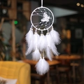Atrapasueños de mariposa blanca con plumas y perlas para decoración de paredes de cuarto - Tipo estándar