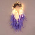 Capteur de rêves arbre de vie avec LED, pierres violettes et plumes blanches - Style Avec Lumières