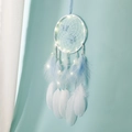 Atrapasueños de mariposas azules y blancas con luces LED cálidas y plumas colgantes - Producto Terminado Con Luz LED / Azul