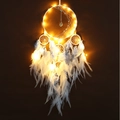 Acchiappasogni bianco fatto a mano con piume e luci LED calde per la casa - Stile Finito Luna d'Acqua (Con Luce LED)