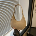 Sac bandoulière beige en forme de lune avec motif crocodile et zip doré élégant - Kaki