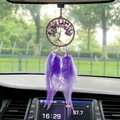 Pendentif de voiture arbre de vie avec améthystes violettes et plumes bohèmes - Pendentif Voiture Elfe Violet