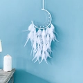 Acchiappasogni luna bianca con piume e perline per decorazione murale boho - Stile Luna Bianca Finito