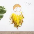 Acchiappasogni etnico con albero della vita in cristallo giallo e piume sfumate - Anni d'Oro (Finito)