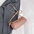 Pink lychee texture crossbody bag with adjustable strap and flap closure in casual style - Pink