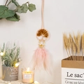 Decorazione Albero della Vita con pietre ambrate e piume rosa per auto o casa - Stile Albero dell'Amore