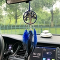 Pendaglio auto albero della vita blu con pietre naturali e piume blu scuro - Stile Star City Sospensione