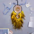 Atrapasueños amarillo con Árbol de la Vida de alambre y decoración de luces LED cálidas - Árbol Dorado (Terminado) Con Luces LED