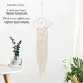 Handgefertigter Boho Traumfänger in Augenform mit Baumwollquasten als Wanddeko - Reiner Augen-Stil / Gebrochenes Weiß