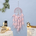Pink Tree of Life dreamcatcher with feathers and stone beads for bohemian wall decor - Pink Tree of Life Style